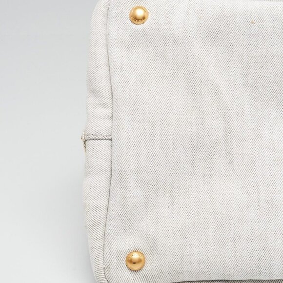 Prada Grey Canapa Denim Logo-Print Medium Tote Bag - Picture 10 of 10